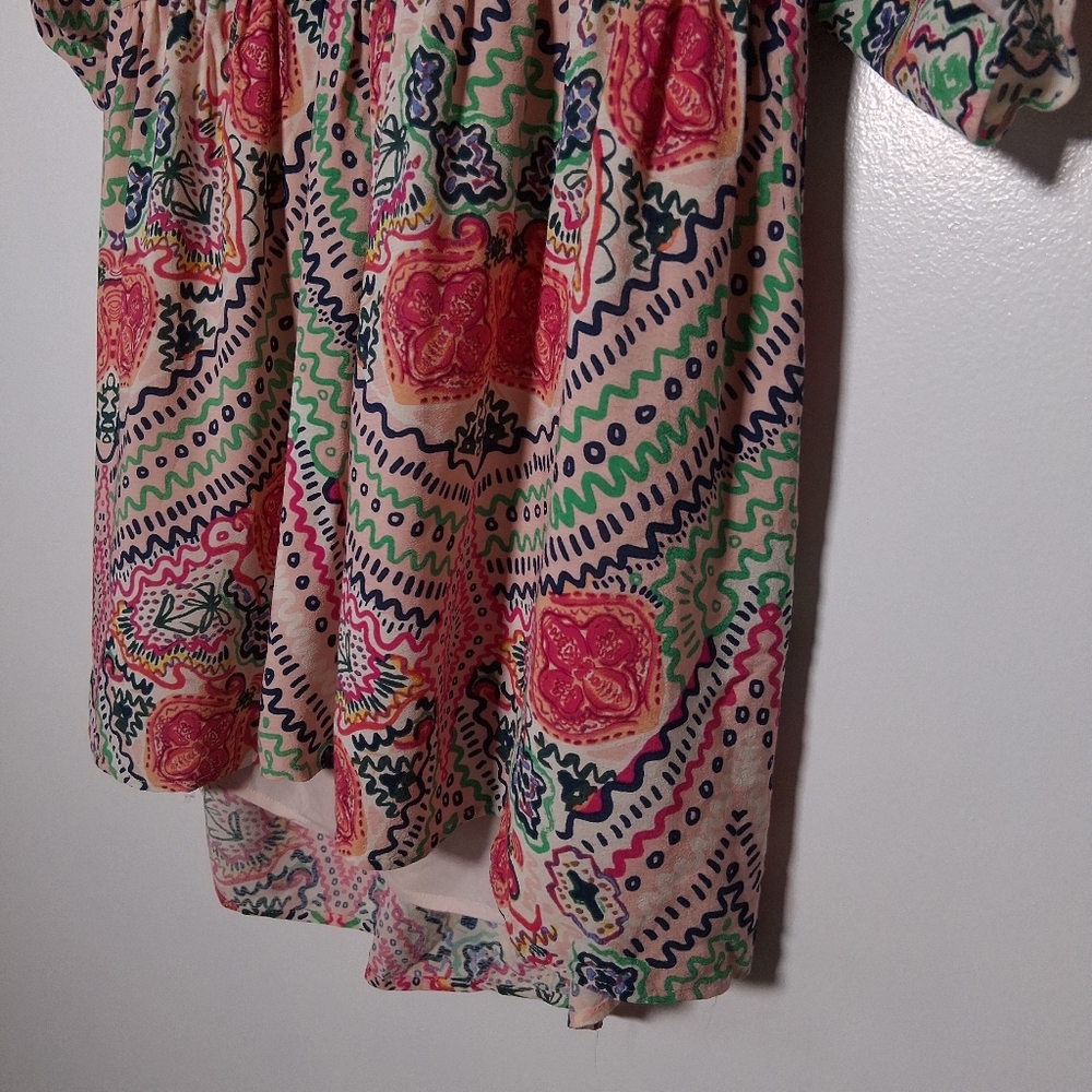 Anthropologie Maeve Dress Pink Siya Kimono Size 10 - Picture 12 of 16